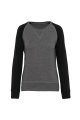 Dames Sweater Bio Tweekleurige Kariban K492 GREYHEATHER-BLACK